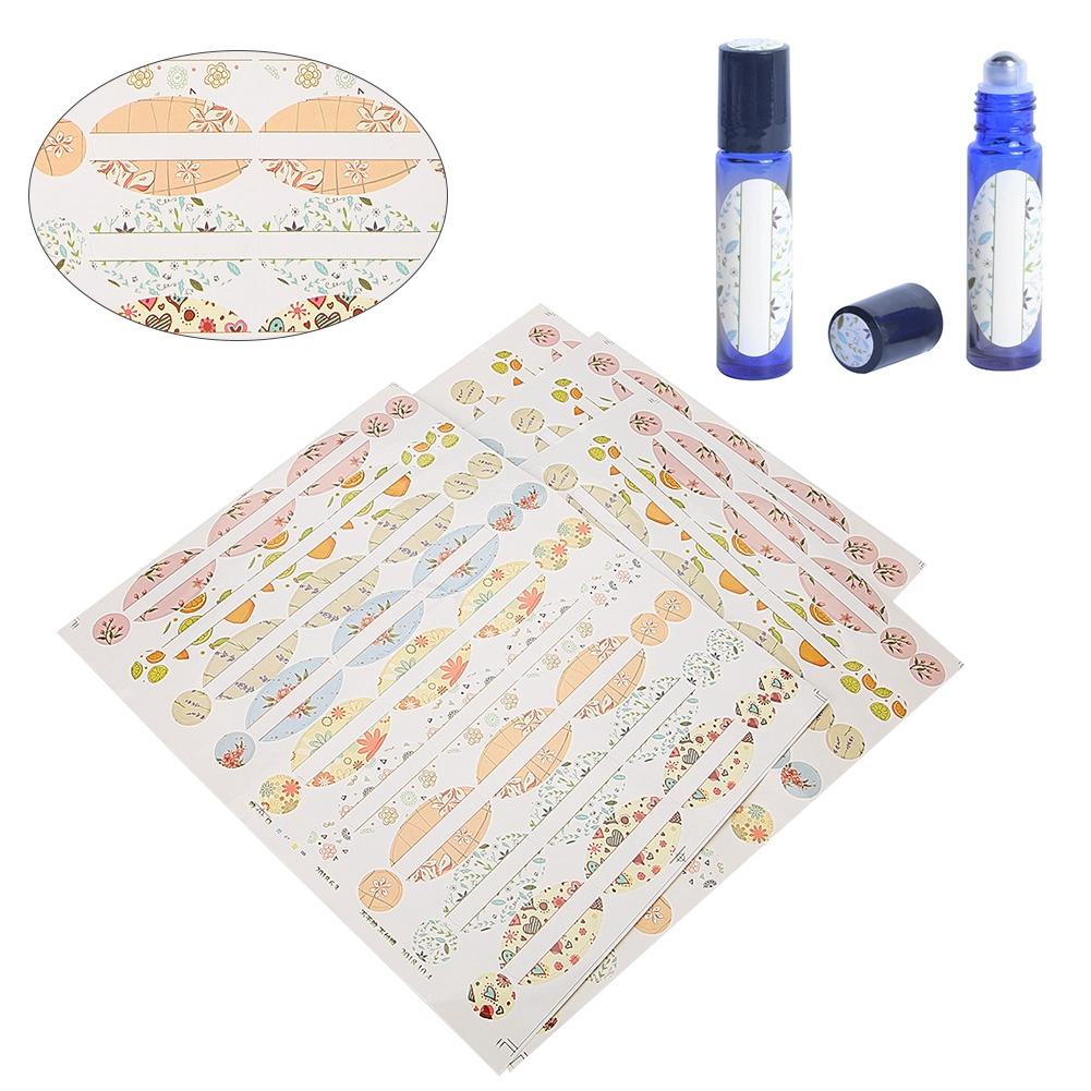 4 Sheets Empty Essential Oil Bottle Sticker Oval Shaped and Round Stickers Perfume Bottle Label