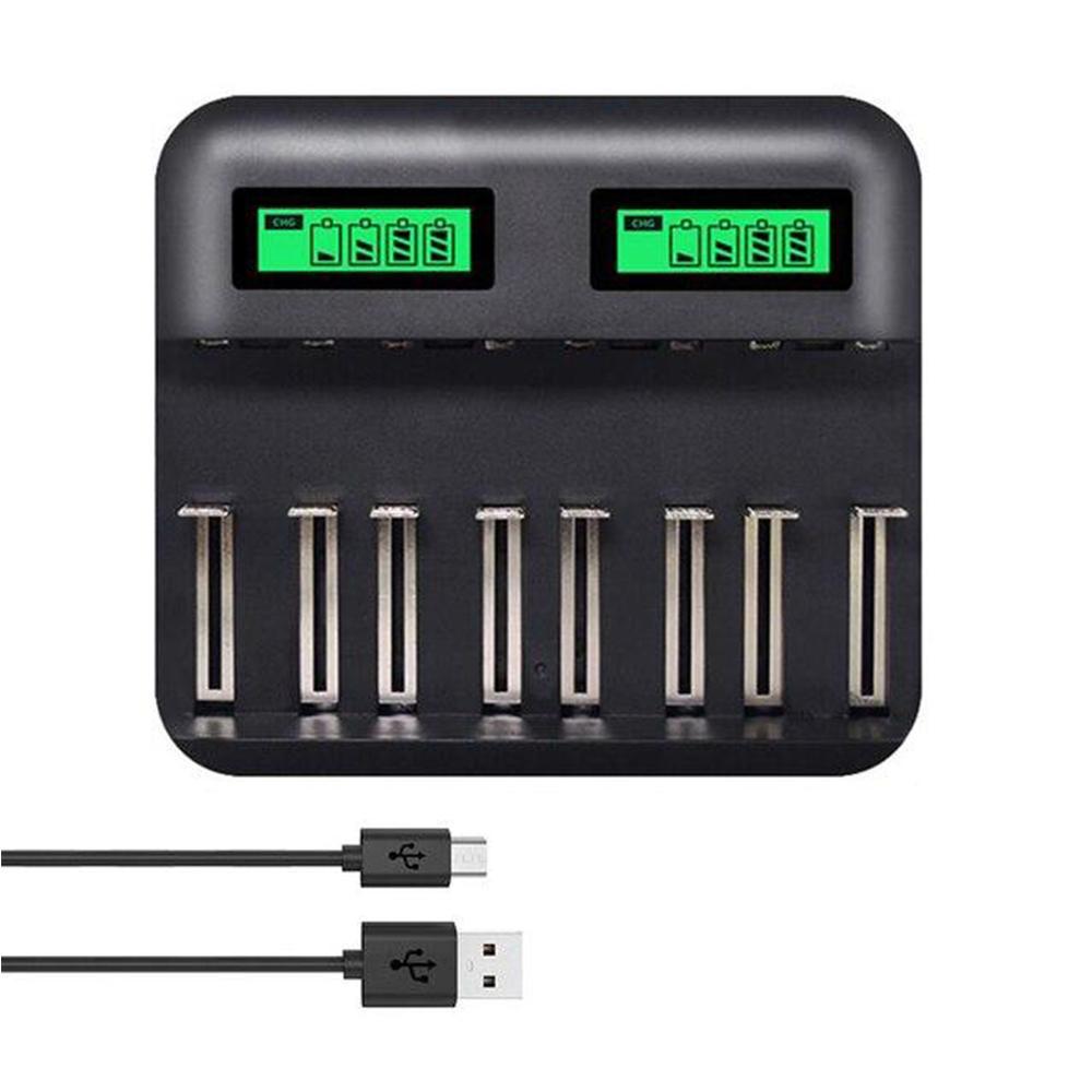 

Многофункциональное зарядное устройство 8-слотовый ЖК-дисплей Интеллектуальное USB-зарядное устройство для аккумулятора AA AAA SC Размер компакт-диска Аккумуляторная батарея 1,2 В Ni-MH Ni-CD Быстрое зарядное устройство 1PCS