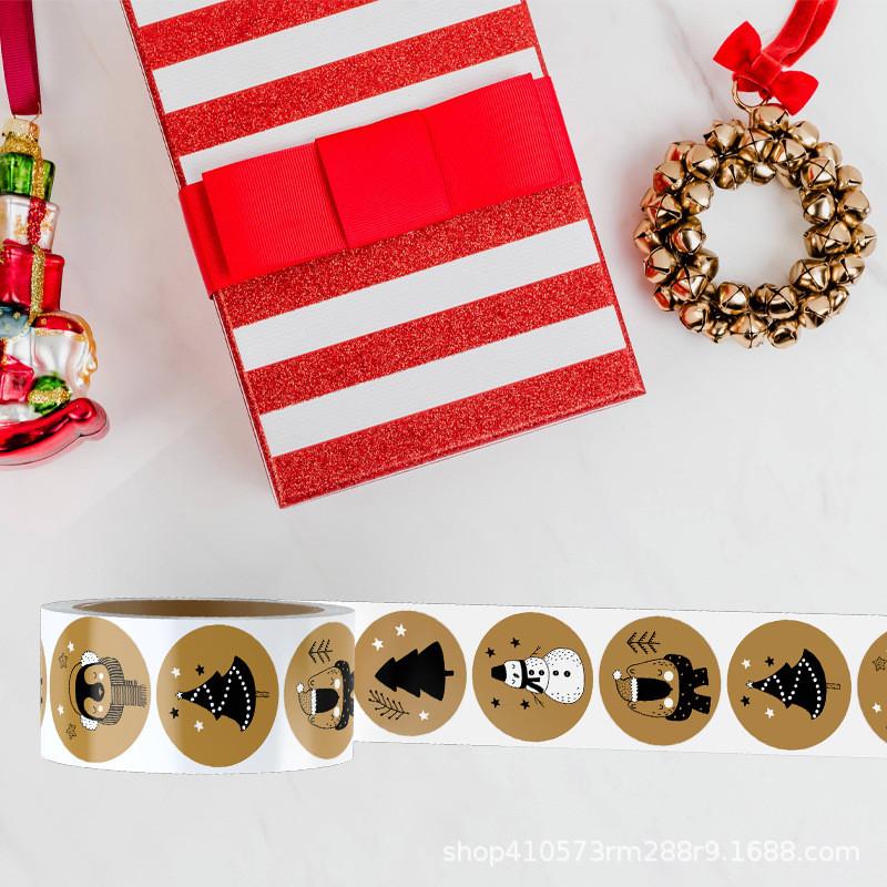 500Pcs/Roll Black White Holiday Animal Christmas Stickers - Gift Packaging Labels BulingBulingStickers Store