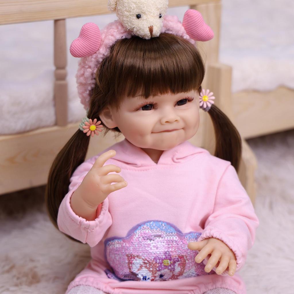 Realistic 22 Inch Smiling Reborn Baby Doll Full Silicone Vinyl Looks Real Princess Newborn Babies Doll Toy for Kids