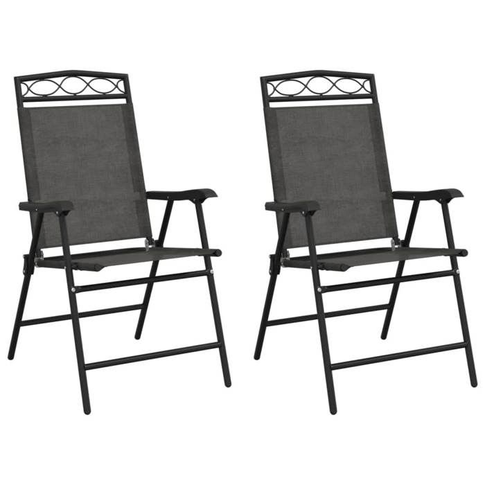 VidaXL Folding Garden Chairs Set of 2 In Steel and Textilene, Garden Seat, Patio Chair, Dining Chair of 360200