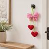 Rearview Mirror Charm Crochet Heart Car Hanging Decor, Knitted Bowknot Love for SUV Pendant Mirror, Cute Accessory Bag Purse, Valentine's Day Gift Her