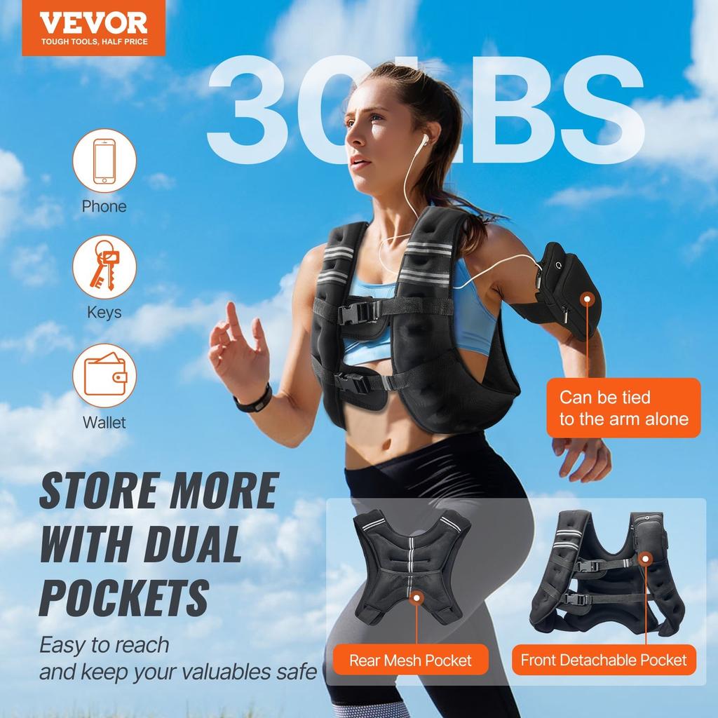 30lb Weighted Vest for Men Women Workout Equipment for Strength Training