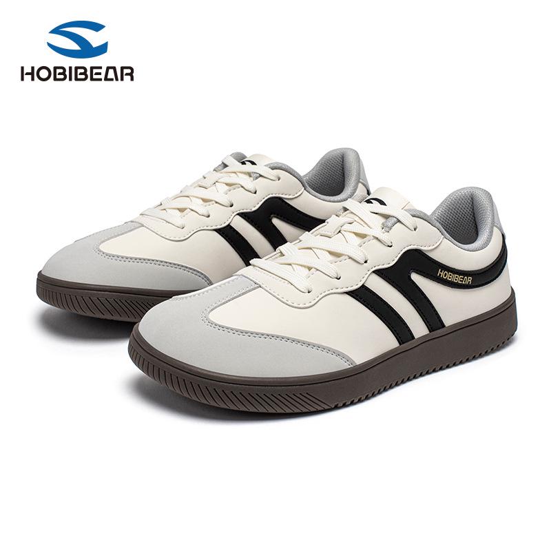 HOBIBEAR Leather Wide-Toe Casual Lace-up Walking Shoes 42 бежевый черный