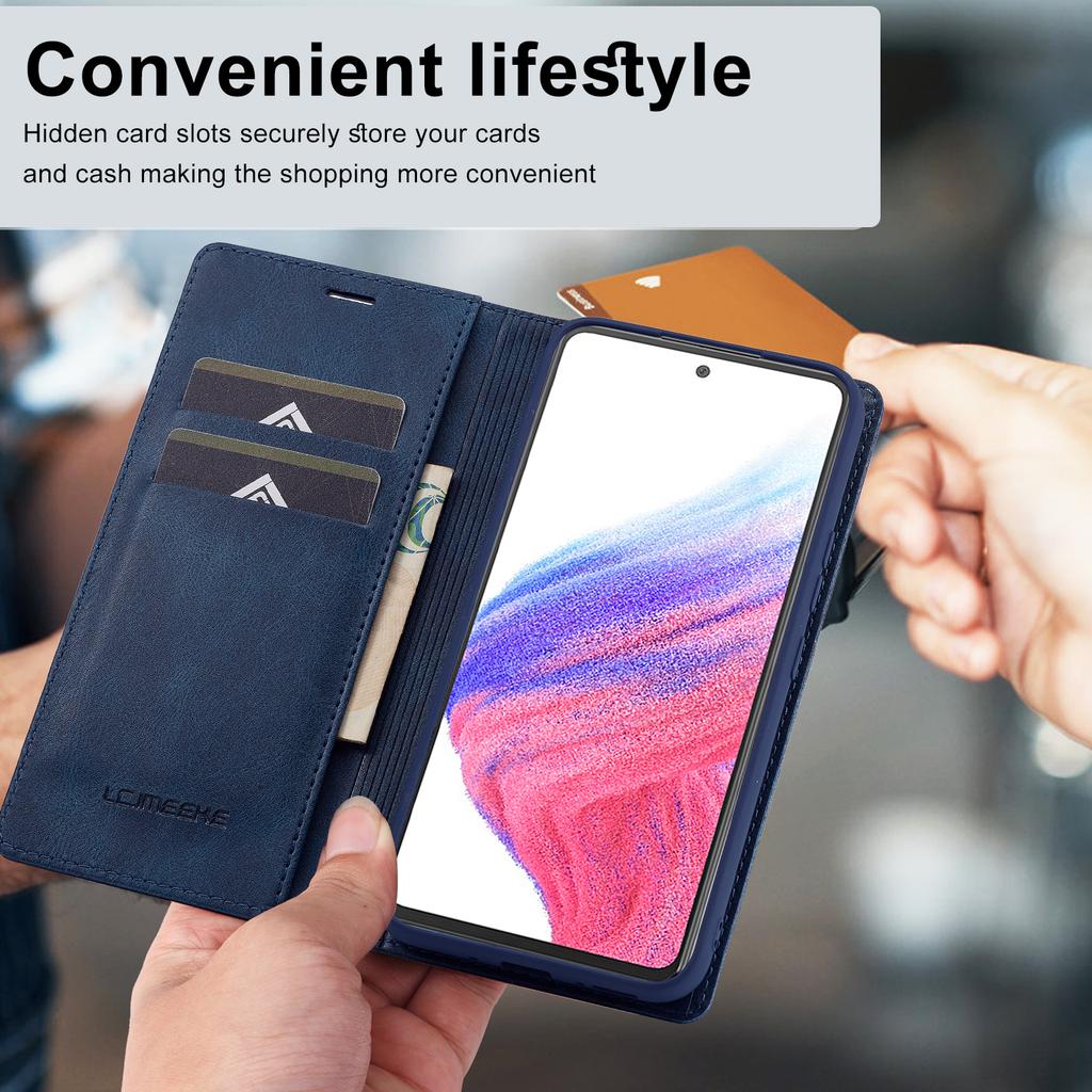 LC.IMEEKE For Samsung Galaxy A54 5G PU Leather RFID Blocking Phone Case Wallet Stand Cover