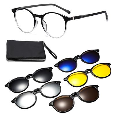 Vintage Round Sunglasses Set  Stylish Polarized Replaceable Lenses Shades Women Trendy Anti-UV Outdoor Sun Glasses