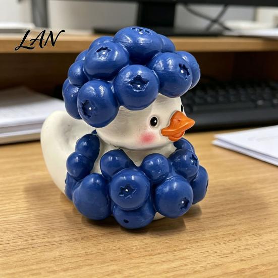 Handgefertigte Dreidimensionale Harz-Bastelarbeiten Blaubeeren-Enten-Ornament, Niedliche Cartoon-Figur, Miniatur Kreative Ästhetische Raumdekorations-Accessoires