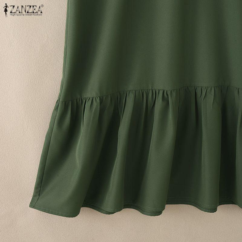 ZANZEA Abito estivo casual da donna con colletto rovesciato e maniche corte