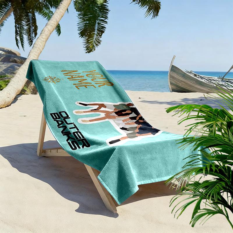 Custom Name,Outer Banks Print Beach Towel, Large Soft Quick Dry Towel for Beach Camping Swimming