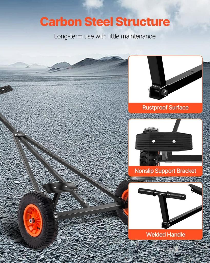 420lbs Boat Trailer Dolly Mover Adjustable Length with 15.7 In Pneumatic Tires