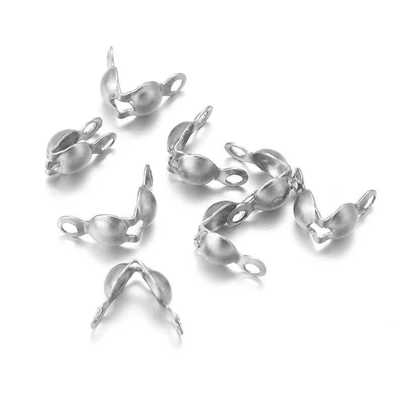 50pcs/lot Stainless Steel Connector Clasps Ball Chain End Crimp Beads Caps For Jewelry Making DIY Bracelet Necklace Accessories