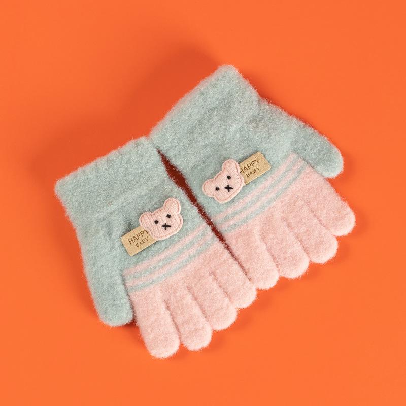 Xuehuaxiu Kinder-Thermohandschuhe, gestrickte Jacquard-Fäustlinge mit Cartoon-Bär, Großhandel für Kinderhandschuhe
