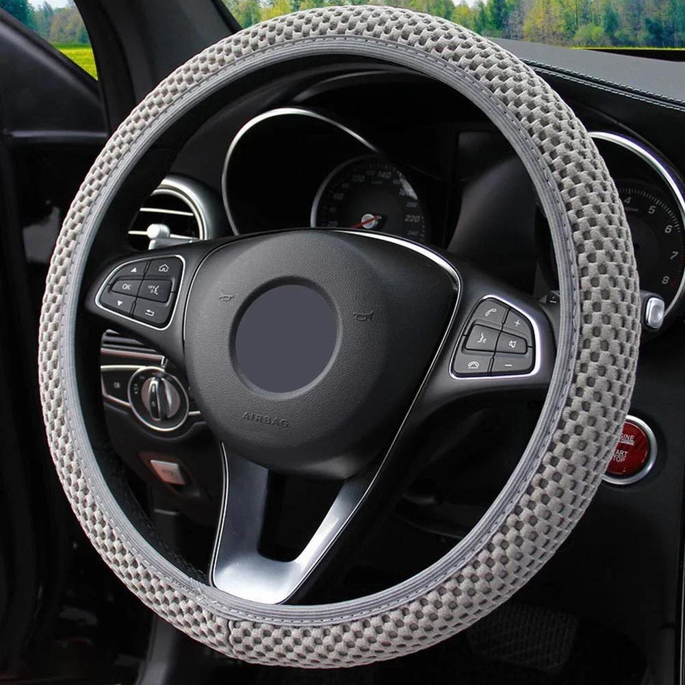 Universal Car Steering Wheel Cover Breathable Anti Slip Steering Covers Suitable 38cm Auto Decoration Silk Wheel Protector