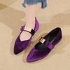 Fashion Ladies Footwear Purple One-line Buckle Office Pointed Toe Spring Summer 2025 Slip On Shoe With Discount Non Women's Flat Shoes