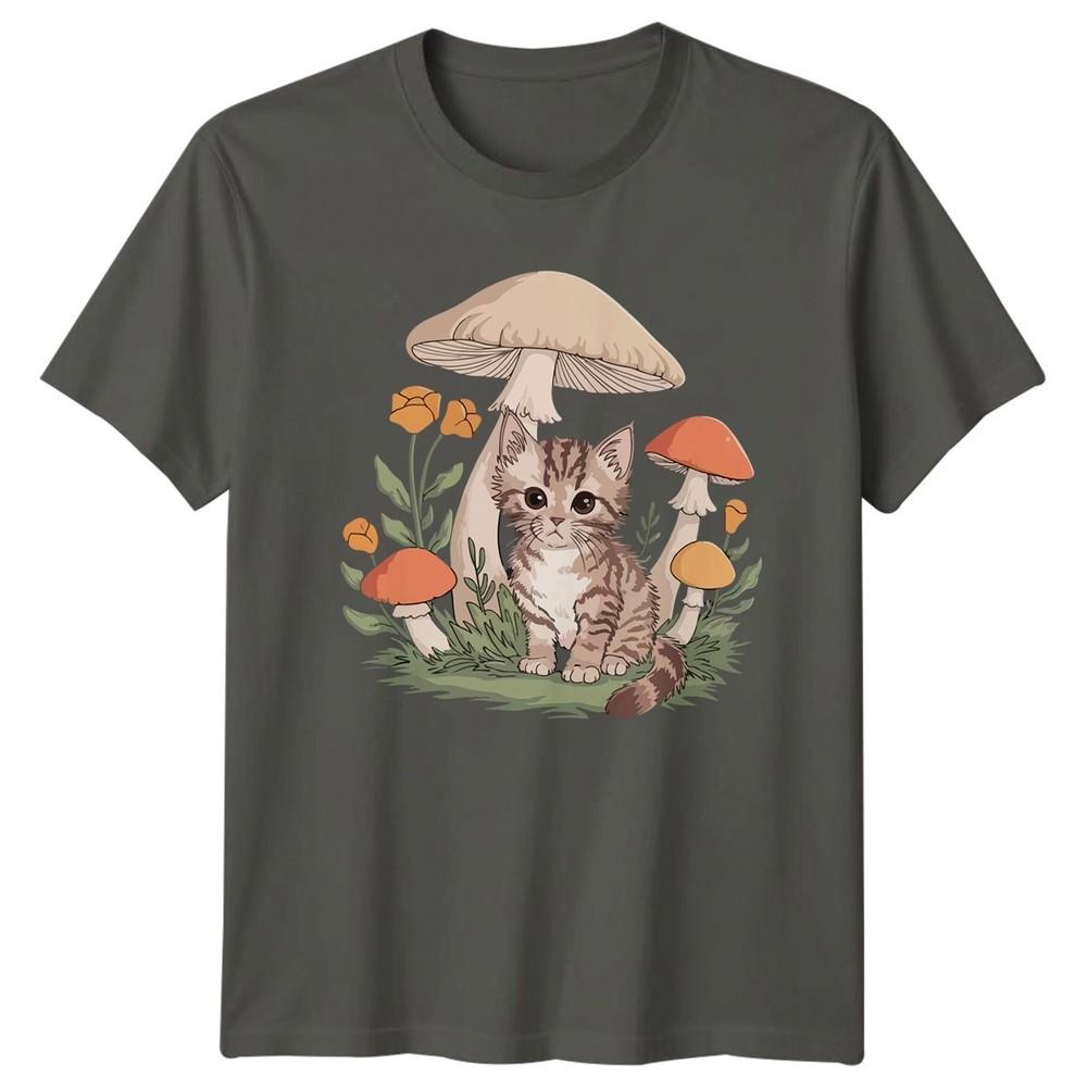 Adorable Kitten Among Mushroom And TShirt Kitten Fungi Nature Animals Birthday S
