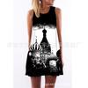 European and American Hot-selling New Digital Printing Round Neck Big Pendulum Loose Off-the-shoulder Medium and Long Vest Sleeveless Dress