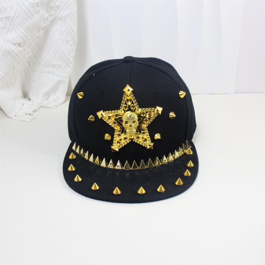 Stylish Rivet Baseball Hat with Adjustable Buckle Duckbill Hat Punk Hip Hop Hat Men Baseball Hat For Party Music Concert