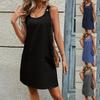 European and American Summer New Casual Fashion Round Neck Sleeveless Vest Button Dress Women's Clothing