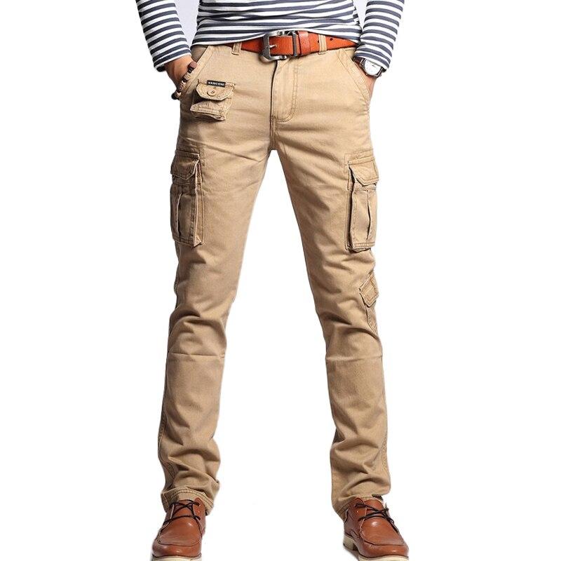 Men Military Cargo Pants Slim Regular Straight Fit Cotton Camouflage Green Yellow Overalls Casual Streetwear Trousers