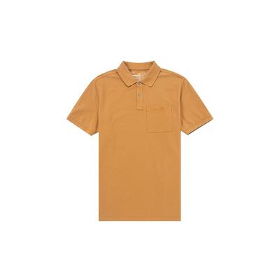 Solid Color Casual Short Sleeve Polo Shirt Men Tops Wheat A6QQ1-P47