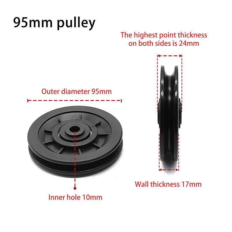 Fitness Equipment Parts Pulley Wheel Round Black Wheel Cable Gym Fitness Equipment Part Exercise Machine Part Accessory