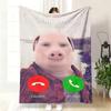 VIKAMA John Pork Is Calling Flannel Throw Blanket Funny Meme Call Screen Print Novelty Humor Sofa Bedroom Home Decor Gift