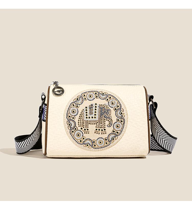 

Маленькая женская сумка 2025 новая мини-сумка через плечо женская сумка универсальная портативная этническая инкрустированная бриллиантами модный дизайн сумка-мессенджер белый