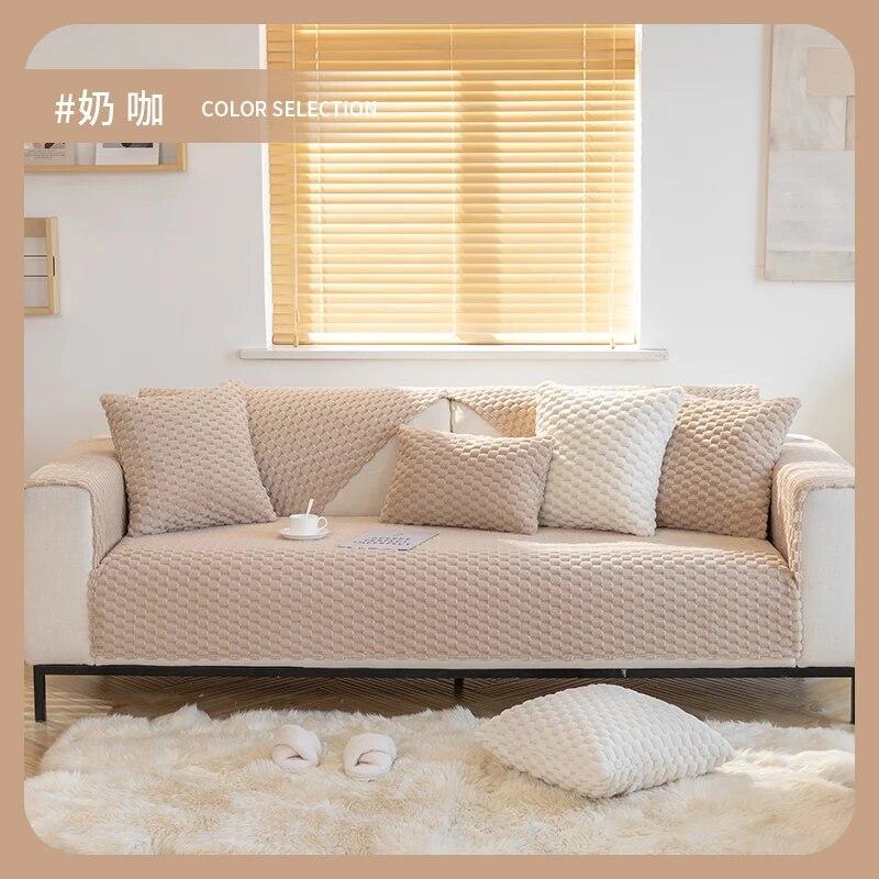 

Сплошной цвет, диванное полотенце, утолщенная плюшевая подушка для дивана для гостиной, четыре сезона, универсальный нескользящий чехол для дивана, дома, канапе A 70x70cm 1pc