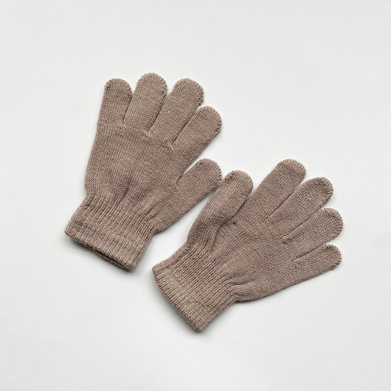 Kids Solid Color Knitted Gloves for 5-10years Students Winter Warmth Outdoor Cycling and Daily Cold Weather Wear Mittens