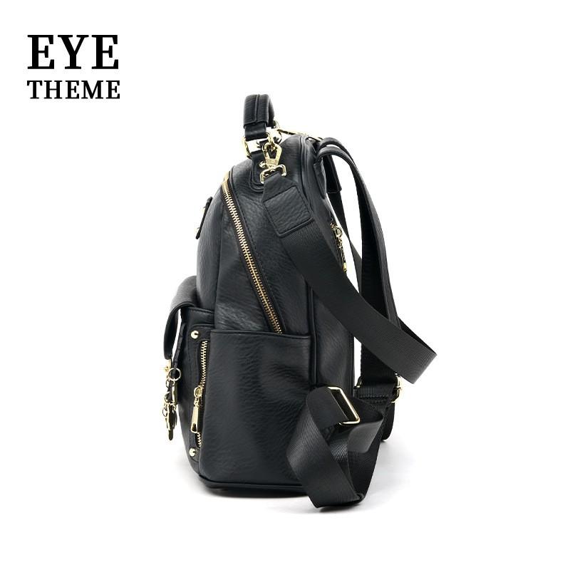Large Capacity Soft PU Backpack Unisex Casual Travel School Bag