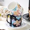 Flower Ceramic Coffee Cup and Dish Set Gift Box Water Cups Breakfast Cup Milk Mug Juice Mug Afternoon Tea Cups Coffee Mugs