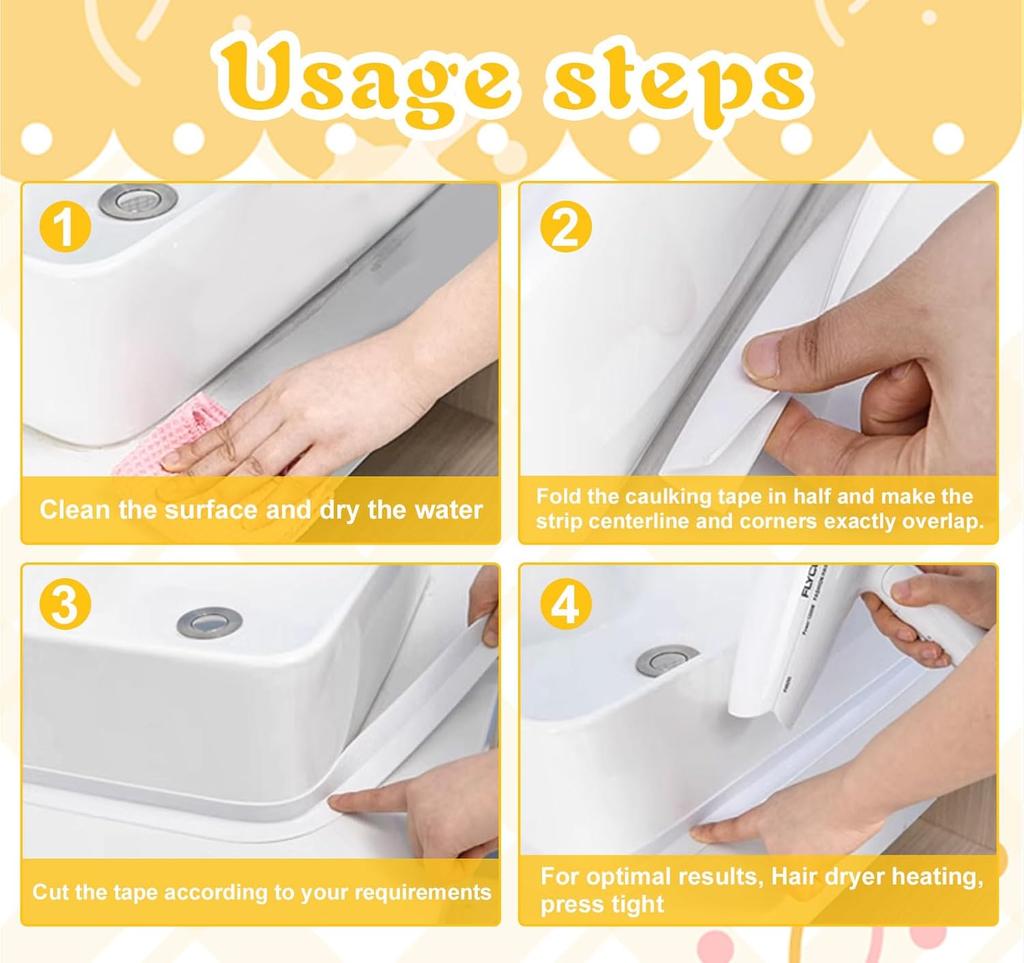 Self-adhesive Sealing Tape PVC Oil-Proof Kitchen Sink Edge Caulk Tape Waterproof Bathroom Toilet Corner Wall Stickers