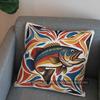 2D lebendiges Fischmuster Dekorative Kissenhülle Muster Kissenbezug Geeignet für Sofa Schlafzimmer Auto Kissenbezug