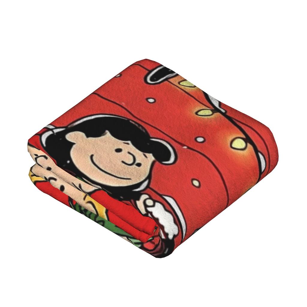 Snoopy Christmas Charlie Brown Blankets Flannel Spring/Autumn Portable Lightweight Throw Blankets Home Travel Bedding Throws
