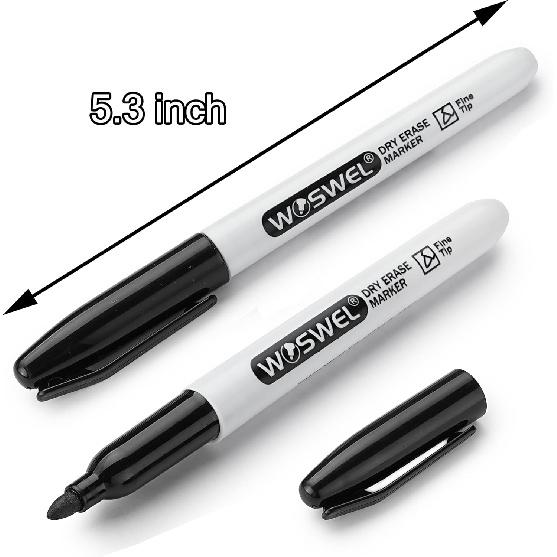Dry Erase Markers,24 Pack Black Fine Tip Whiteboard Markers, Round Point Low Odor Dry Erase Marker for School Office and Home