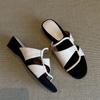 Round-toe Shoes with Hollowed-out Wedge Heels Women's One-piece Thick-soled Flip-flops