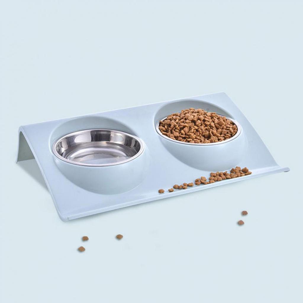 

Practical New Dual Bowl Design Stainless Steel Dog Cat Puppy Feed Food Water Dish Pet Supplies