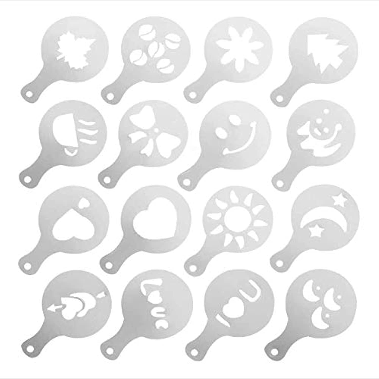 16 Pcs Foam Latte Art Stencils for Latte Cappuccino Coffee Decorating Tools