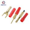 Type L Lanterne Ondulée Six Feuilles Caoutchouc Souple Broche Vidéo Doré 4mm Cuivre Pur Type Y Angle Droit fiche banane