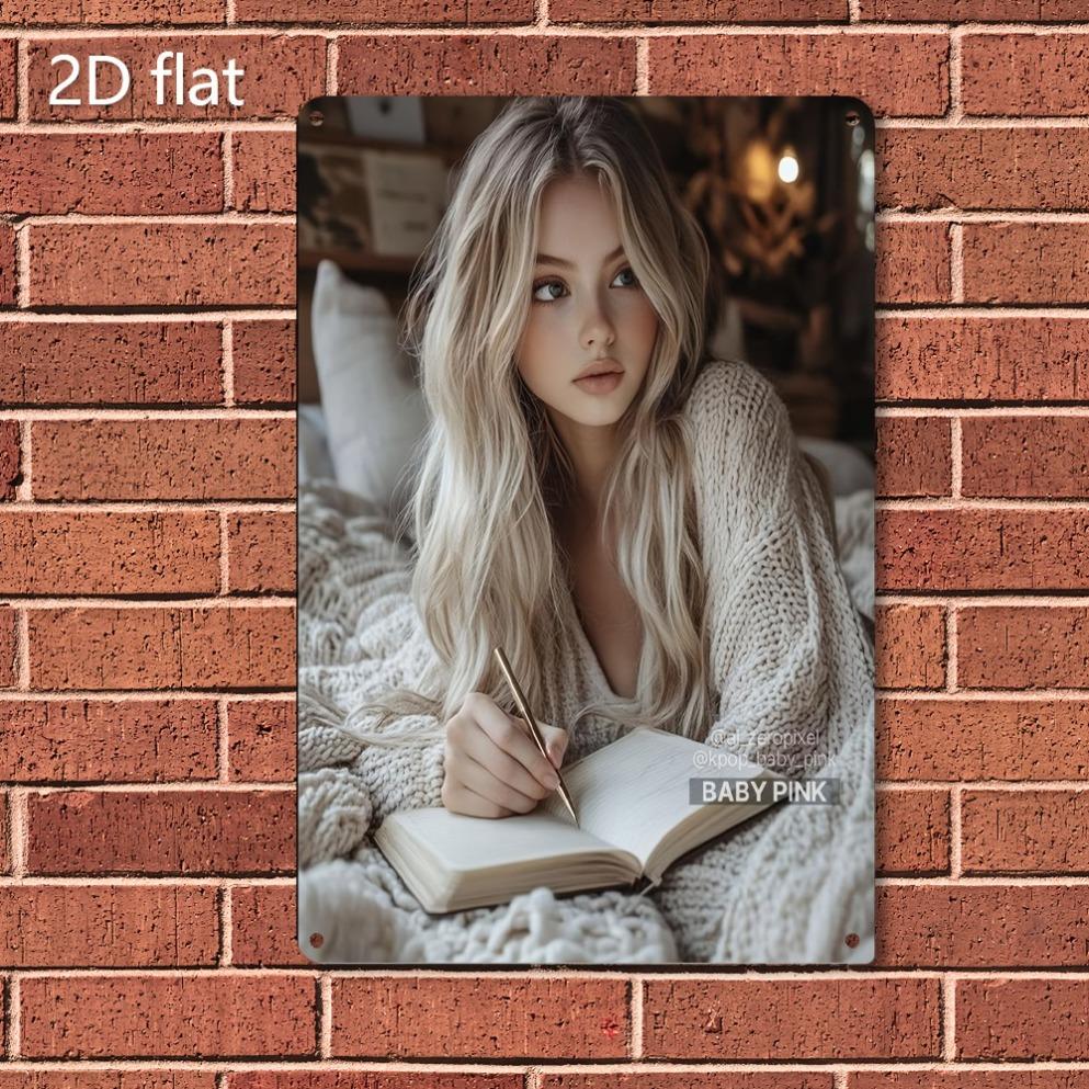 

Vackvd Елегантна Блондинка Металеве Настінне Мистецтво Погодостійкий Декор для Приміщень та Вулиці 20x30cm（7.8x11.8inch）