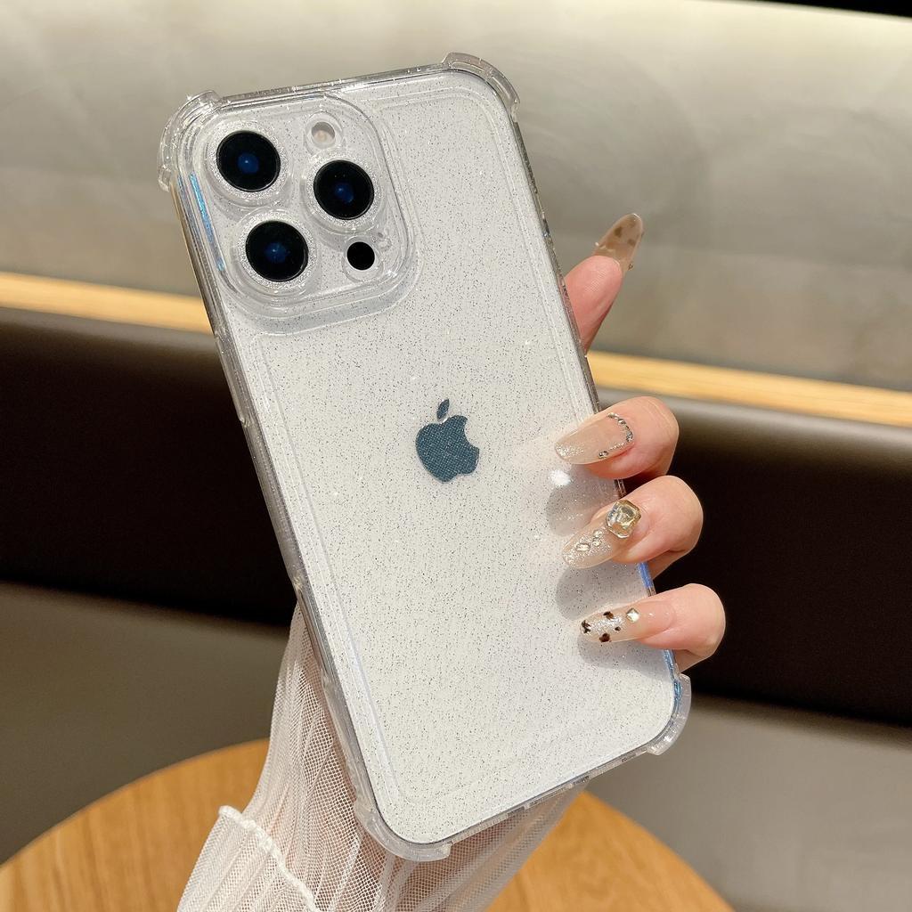 Bling Glitter Transparent Loose Powder for for iPhone 16 16E 15 14 13Plus 12 11 Pro Max Phone Case Protective Cover