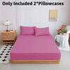 Color Mattress Solid Protector Pillowcase Bedspread Set Home Textile Accessories