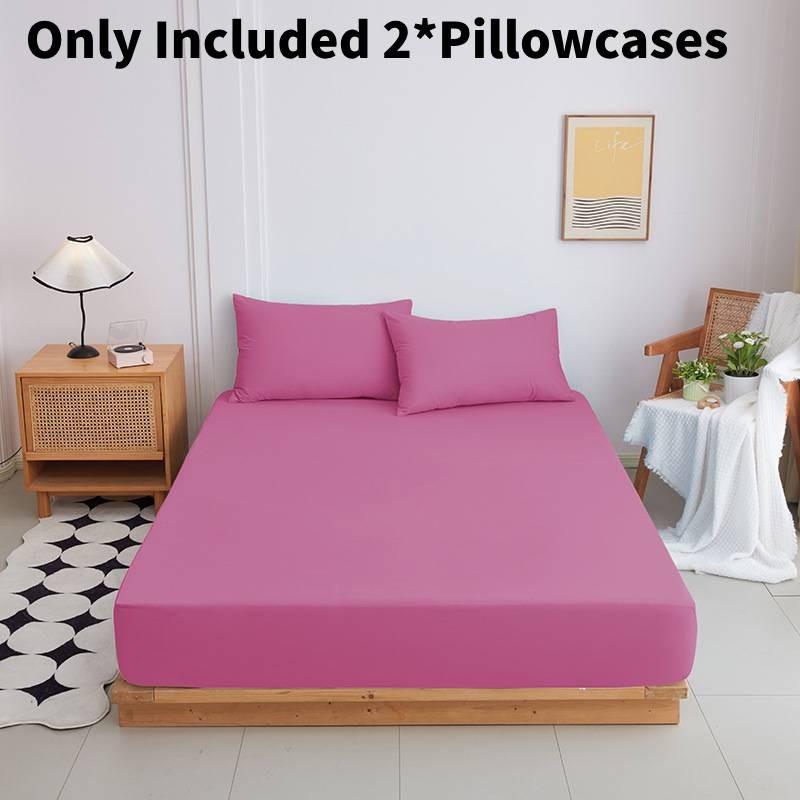 Color Mattress Solid Protector Pillowcase Bedspread Set Home Textile Accessories