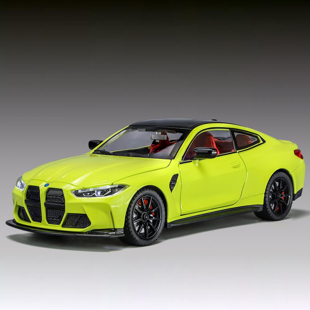 

1:24 BMW M4 Високопродуктивне Спортивне Купе Литий Металевий Модель Автомобіля Домашній Тренд Іграшка Прикраси Орнамент Колекційні Предмети Святкові Подарунки жовтий