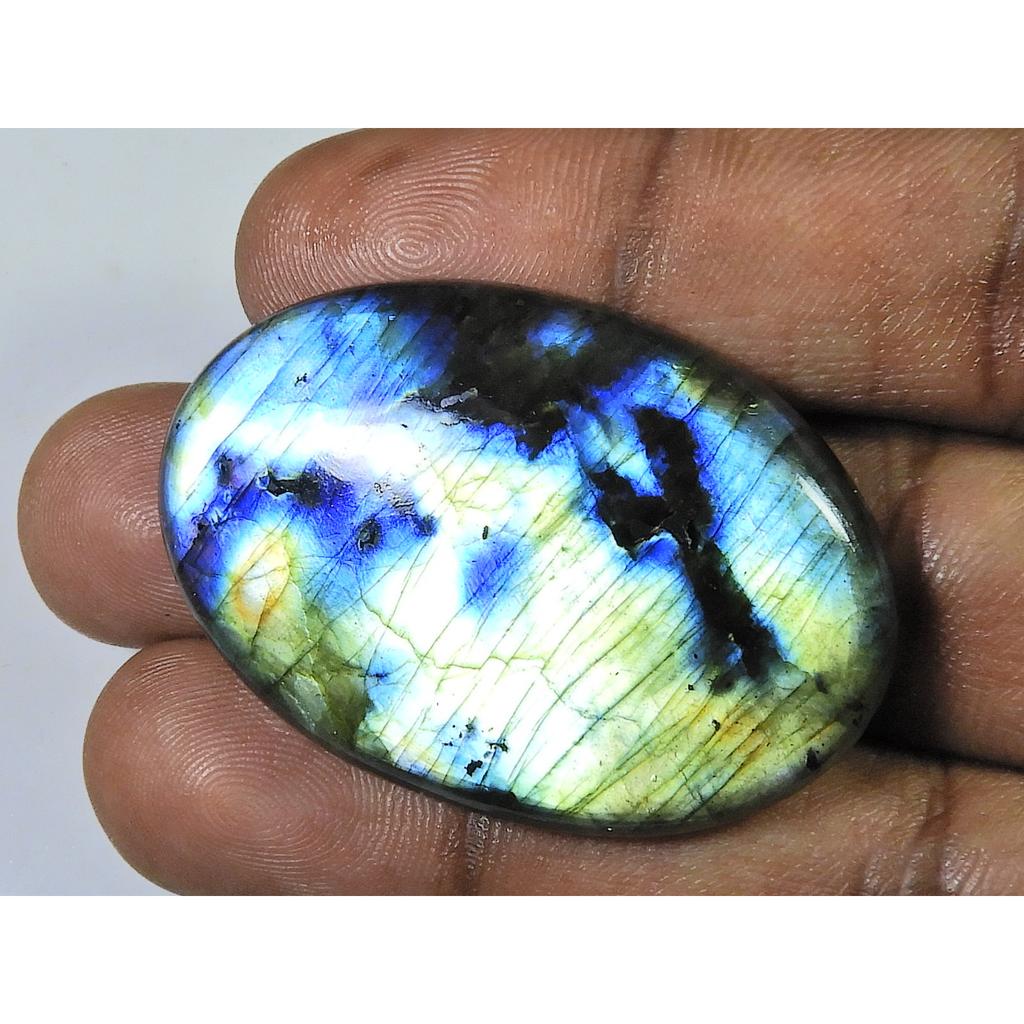 86Cts. Natural Labradorite Multi Fire Oval Cabochon Loose Gemstone 29X43X7MM SK-1143