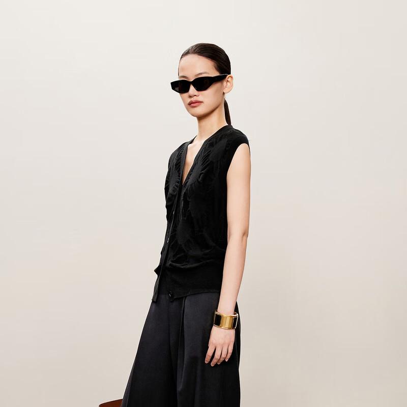 LESS 2024 Autumn Lambswool Slim V-neck Vest Sweater