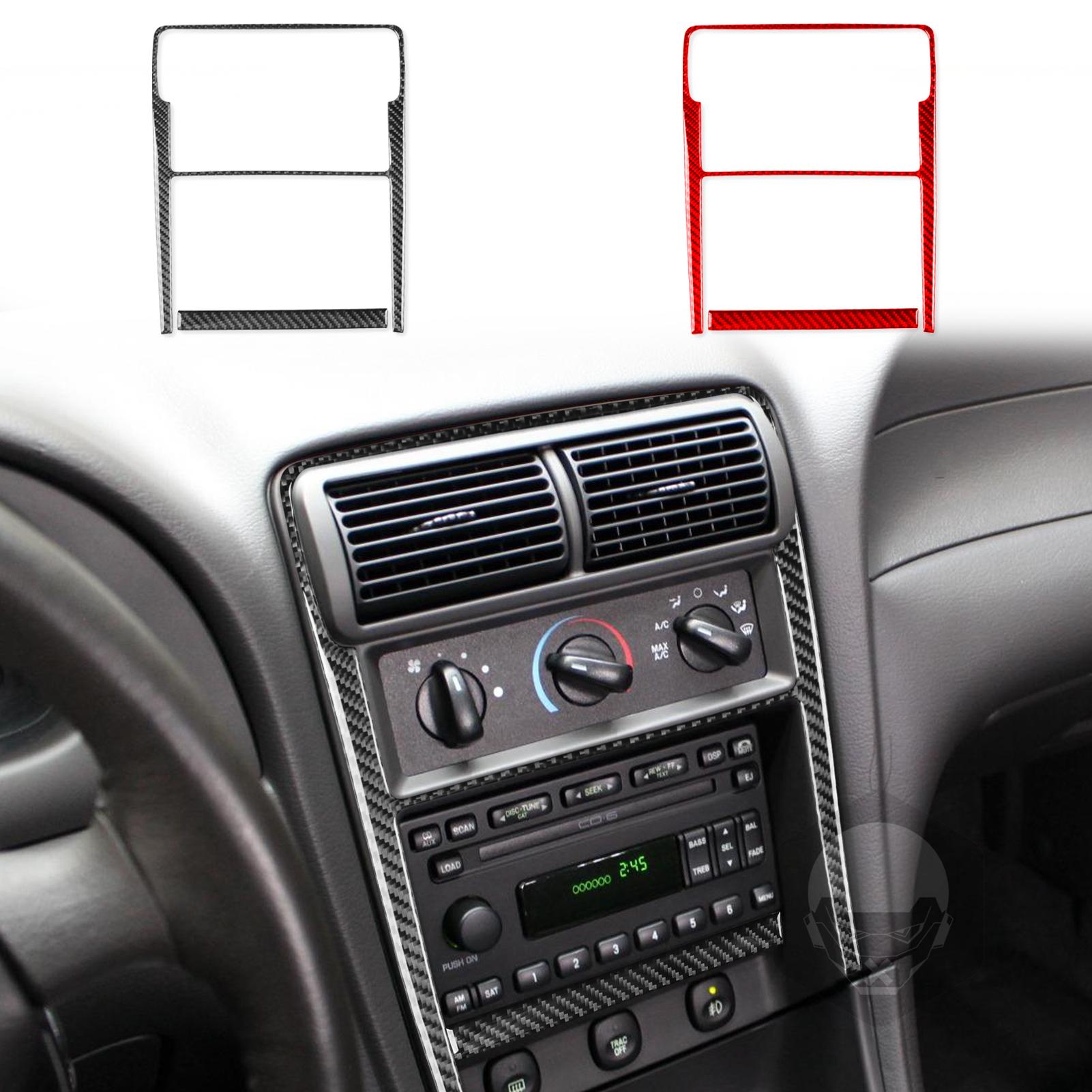 Carbon Fiber Center Console CD Radio Set Panel Cover Trim Modified Sticker Interior Car Accessories For Ford Mustang 2001—2004 Black Carbon Fiber