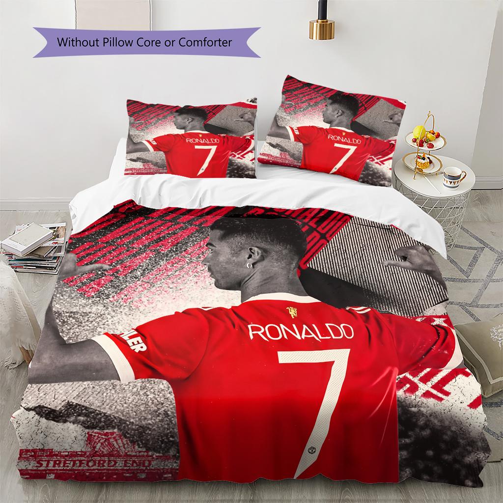Football Player Background Pattern Bedding Quilt Set Home Decoration Gift (1 * duvet cover + 2 * pillowcase without core)