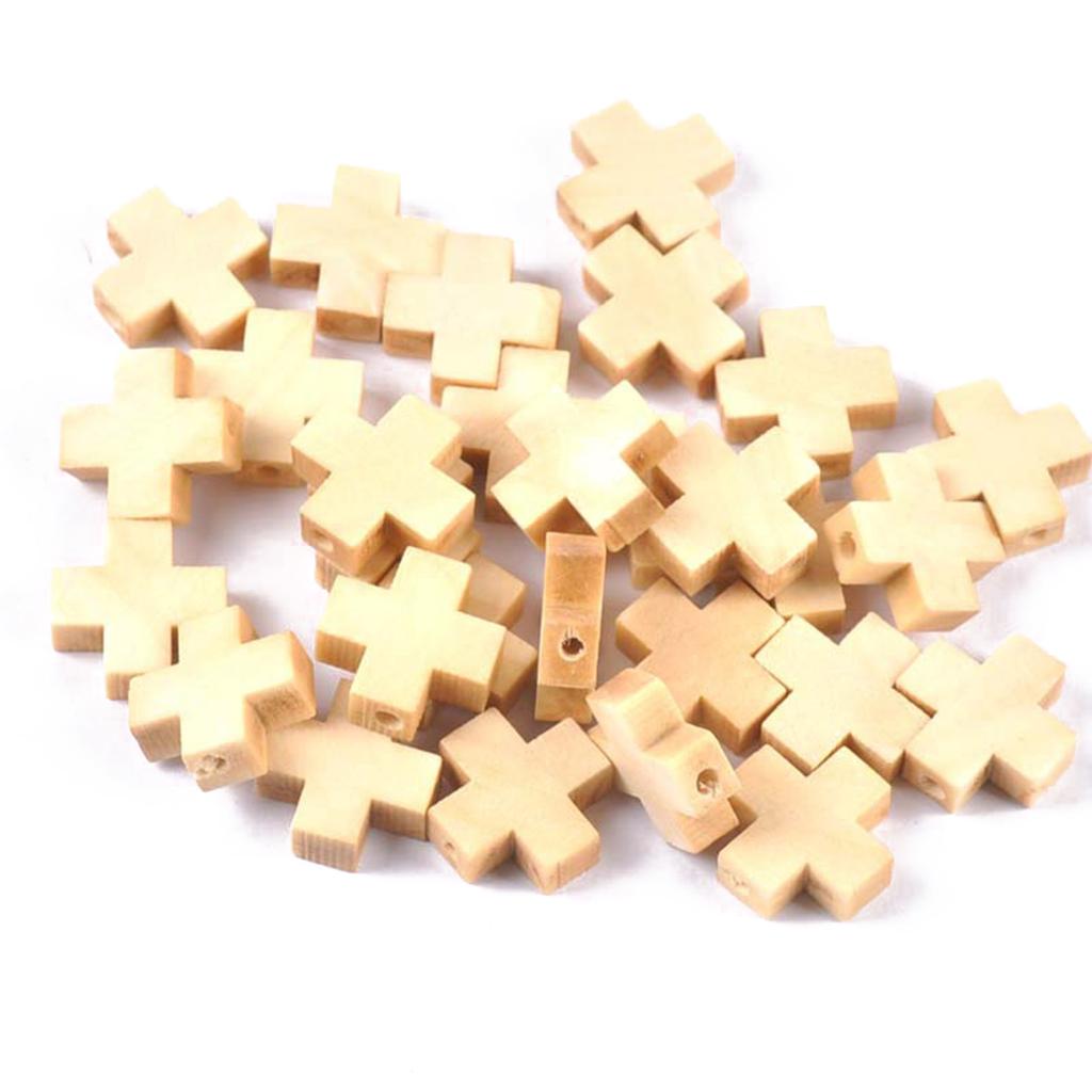50Pcs Pendentifs Croix en Bois avec Trou Suspendu Décoration Suspendue Chrétienne pour la Fabrication de Bijoux Bracelet Collier