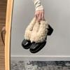 Black Thick-heeled Small Leather Shoes for Women's 2025 New Autumn and Winter Plush Warm Fluffy Shoes Mary Jane Pedal High Heels